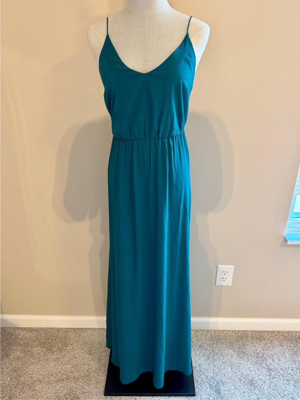 Ann Taylor LOFT Maxi Slip Dress in Emerald Green